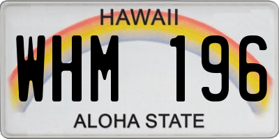 HI license plate WHM196