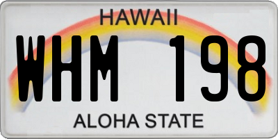 HI license plate WHM198