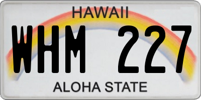HI license plate WHM227