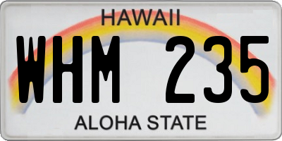 HI license plate WHM235