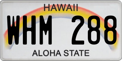 HI license plate WHM288