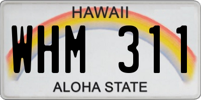 HI license plate WHM311
