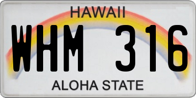 HI license plate WHM316