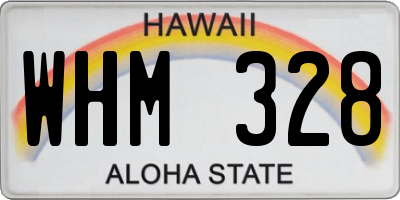 HI license plate WHM328