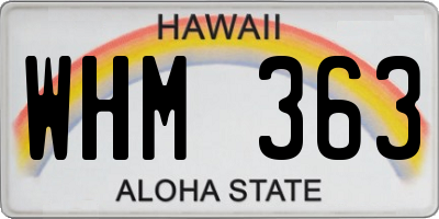 HI license plate WHM363