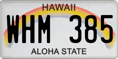 HI license plate WHM385