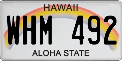 HI license plate WHM492