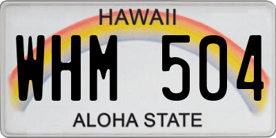 HI license plate WHM504