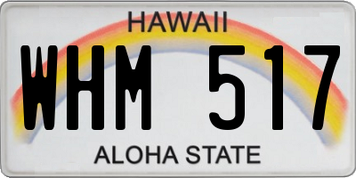 HI license plate WHM517