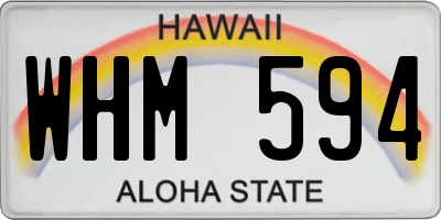 HI license plate WHM594