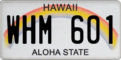 HI license plate WHM601