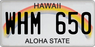 HI license plate WHM650