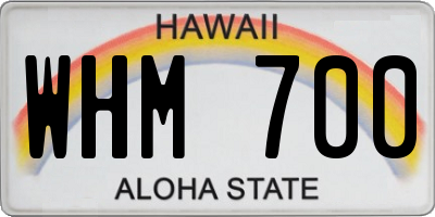 HI license plate WHM700
