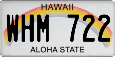 HI license plate WHM722