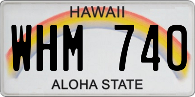 HI license plate WHM740