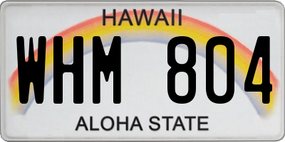 HI license plate WHM804