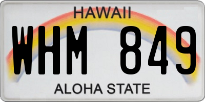 HI license plate WHM849