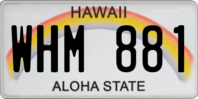 HI license plate WHM881
