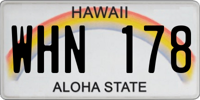 HI license plate WHN178