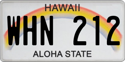 HI license plate WHN212