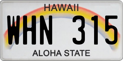 HI license plate WHN315