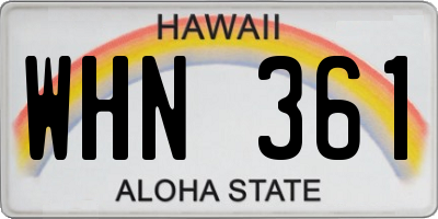 HI license plate WHN361
