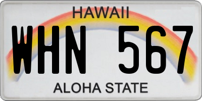 HI license plate WHN567