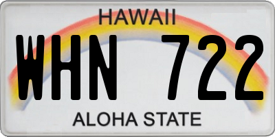 HI license plate WHN722