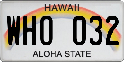 HI license plate WHO032