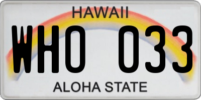 HI license plate WHO033