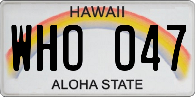 HI license plate WHO047