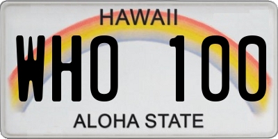 HI license plate WHO100