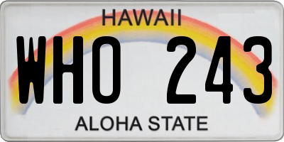 HI license plate WHO243
