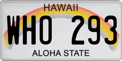HI license plate WHO293