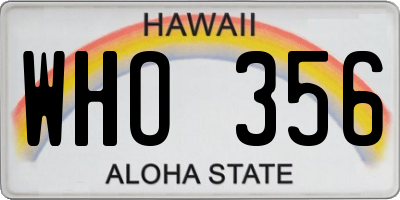 HI license plate WHO356