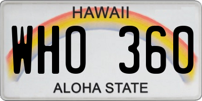 HI license plate WHO360