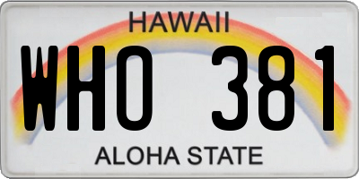 HI license plate WHO381
