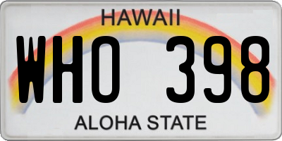 HI license plate WHO398
