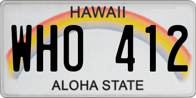 HI license plate WHO412