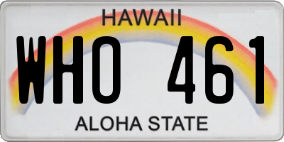HI license plate WHO461