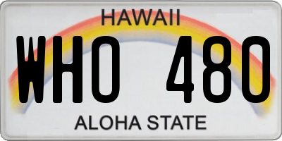 HI license plate WHO480