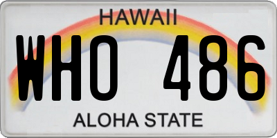 HI license plate WHO486