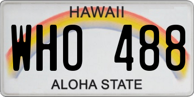 HI license plate WHO488