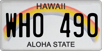 HI license plate WHO490