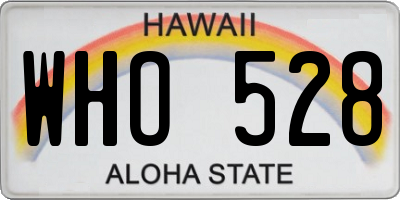HI license plate WHO528