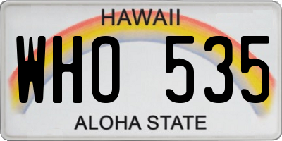 HI license plate WHO535