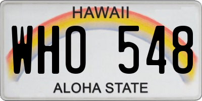 HI license plate WHO548