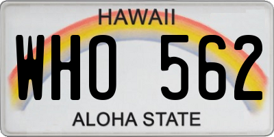 HI license plate WHO562
