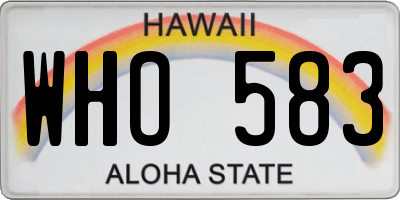 HI license plate WHO583