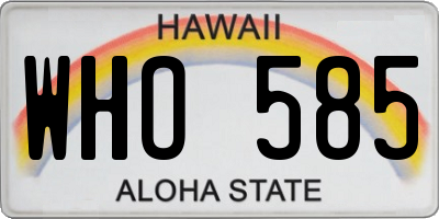 HI license plate WHO585
